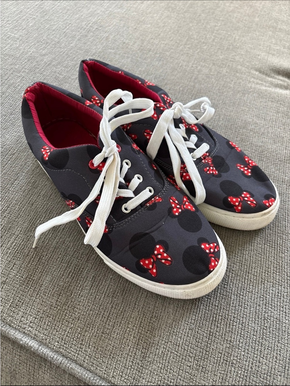 Black Canvas Women's Sneakers with Red Bow Accent